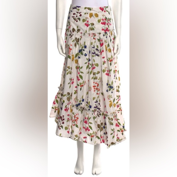Cara Cara Dresses & Skirts - Cara Cara White Midi Skirt with Multicolor Floral Print